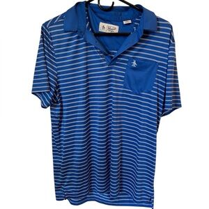 Original Penguin Men's Polo Shirt in Blue and White Stripes